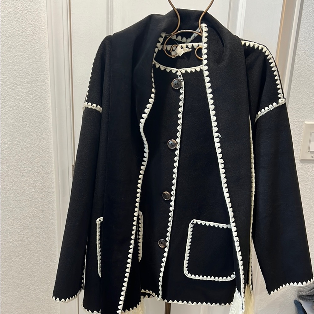 Stitch Jacket with Detachable Scarf